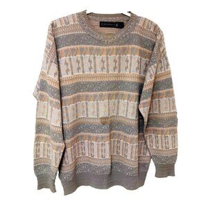 VTG Crossings Cotton Pullover Sweater Men L Neutral USA Abstract Golf Athleisure